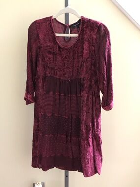 Young threads dress Velvet Gauze Wine  size Large